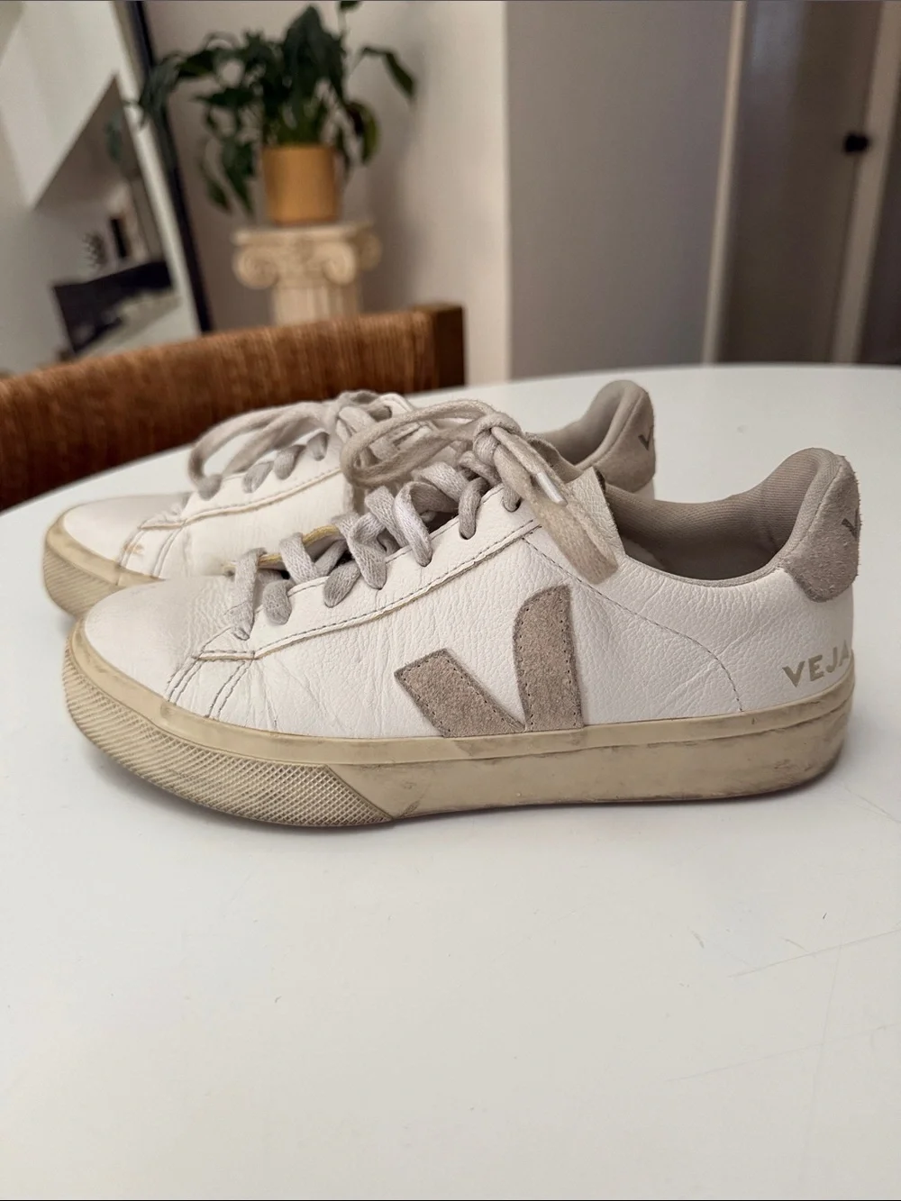 Veja White Leather Sneakers! Size 5!